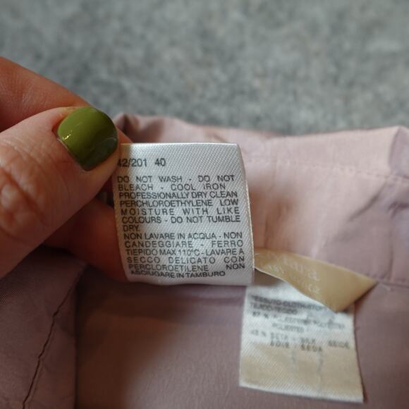 MaxMara Top Womens 6 Silk Blend Button Front Blush Pink Long Sleeve Collared - Picture 4 of 11